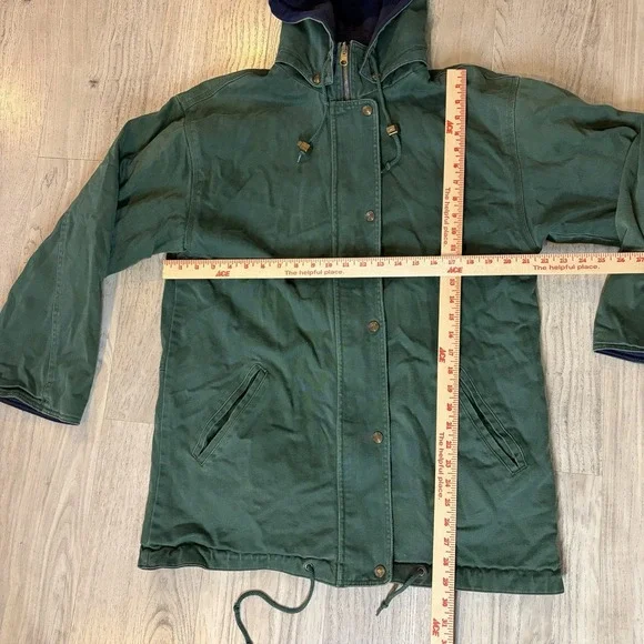 AJ SportVintage Green‎ Blue Reversible Field Barn Jacket Size Medium Cotton
